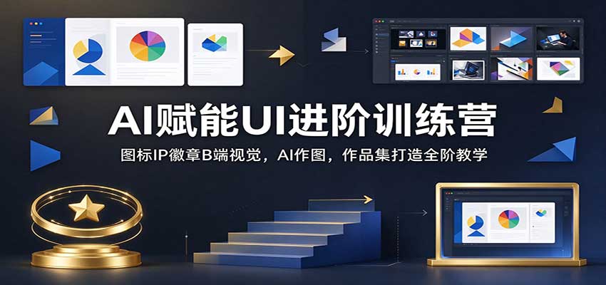 AI赋能UI进阶训练营：图标IP徽章B端视觉，AI作图，作品集打造全阶教学-知创网