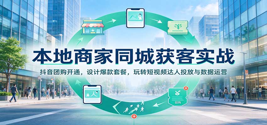 本地商家同城获客实战：抖音团购开通，设计爆款套餐，玩转短视频达人投放与数据运营-知创网