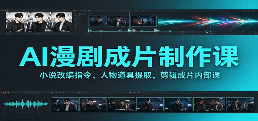 AI漫剧成片制作课：小说改编指令、人物道具提取，剪辑成片全流程-知创网