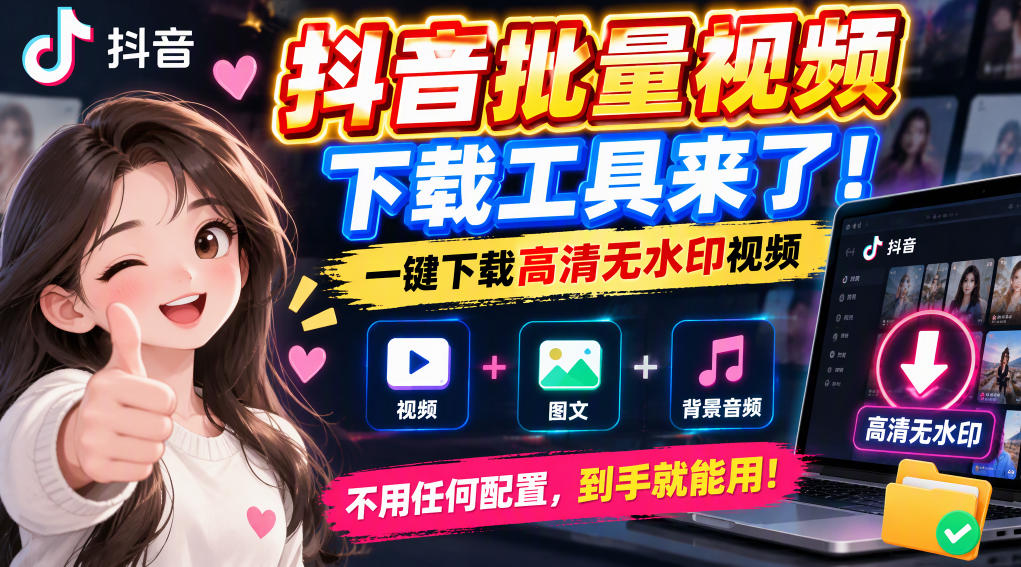 抖音批量视频下载工具，一键下载高清无水印视频，到手就能用-知创网