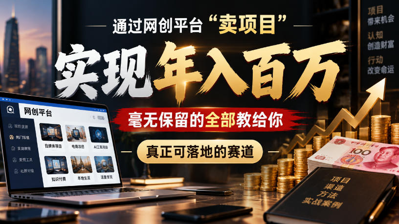 通过网创平台“卖项目”实现年入100w，毫无保留的全部教给你，真正可落地的赛道【揭秘】-知创网