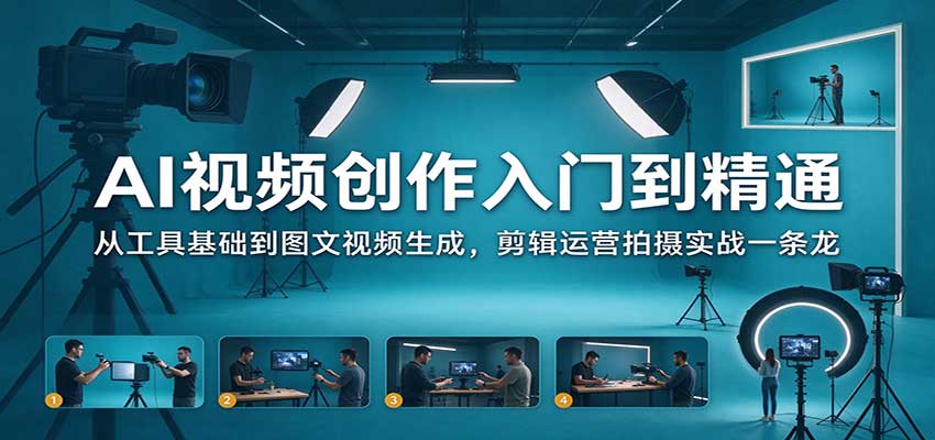 AI视频创作入门到精通:从工具基础到图文视频生成,剪辑运营拍摄实战一条龙-知创网