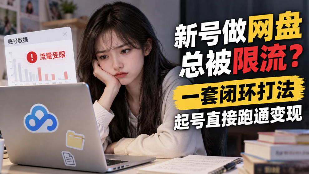 新号做网盘总被限流？一套闭环打法，起号直接跑通变现-知创网