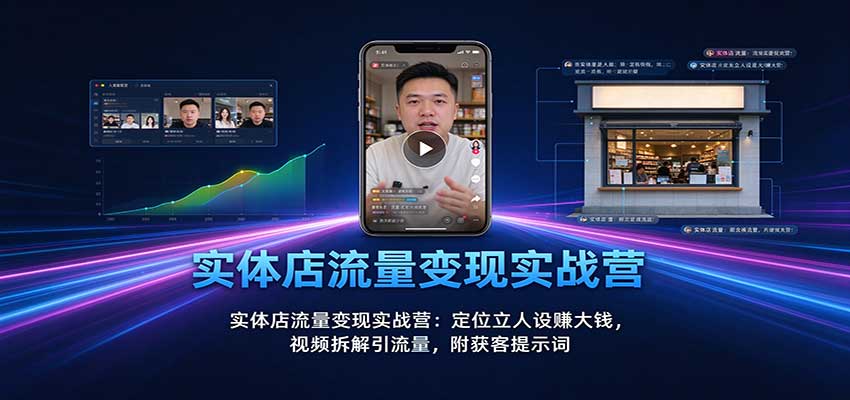 实体店流量变现实战营：定位立人设赚大钱，视频拆解引流量，附获客提示词-知创网