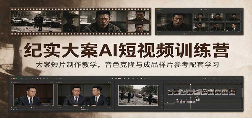 纪实大案AI短视频训练营：大案短片制作教学，音色克隆与成品样片参考配套学习-知创网