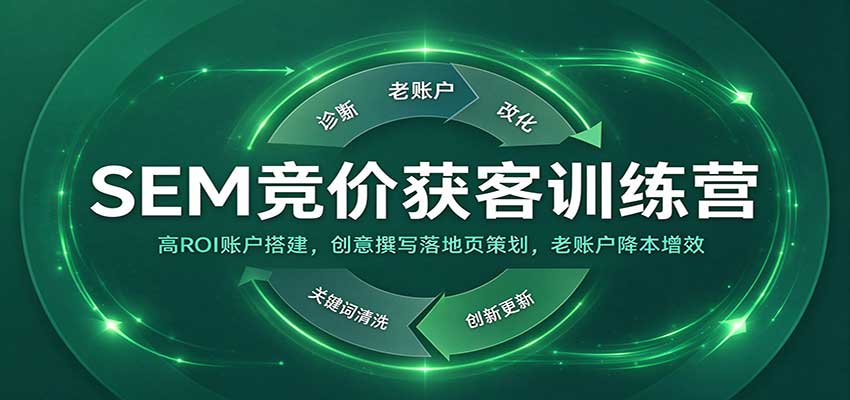SEM竞价获客训练营：高ROI账户搭建，创意撰写落地页策划，老账户降本增效-知创网