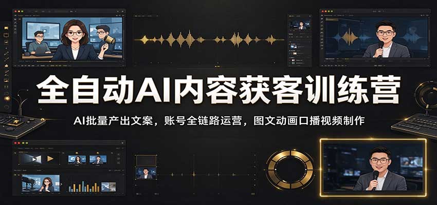 全自动AI内容获客训练营：AI批量产出文案，账号全链路运营，图文动画口播视频制作-知创网