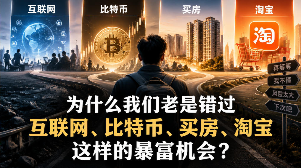 某社群付费文章:为什么我们老是错过互联网、比特币、买房、淘宝这样的暴富机会?-知创网