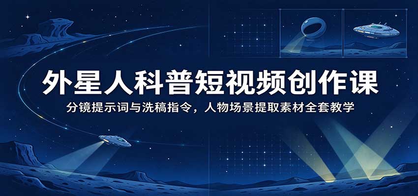 外星人科普短视频创作课：分镜提示词与洗稿指令，人物场景提取素材全套教学-知创网