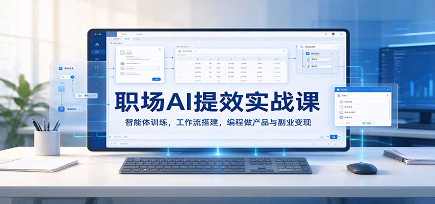 职场AI提效实战课：智能体训练，工作流搭建，编程做产品与副业变现-知创网