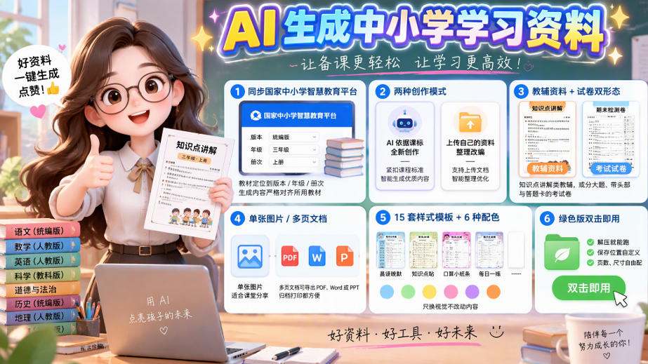 孩子的教辅别再乱买了:同步国家中小学智慧平台,AI一键生成图文教辅和试卷-知创网