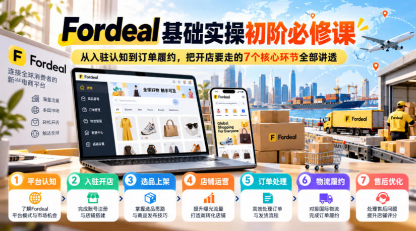 Fordeal基础实操初阶必修课，从入驻认知到订单履约，把开店要走的7个核心环节全部讲透-知创网