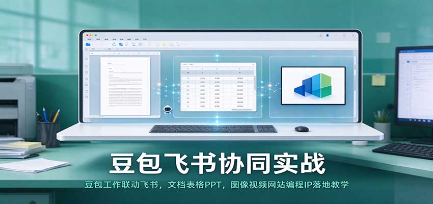 豆包飞书协同实战：豆包工作联动飞书，文档表格PPT，图像视频网站编程IP落地教学-知创网