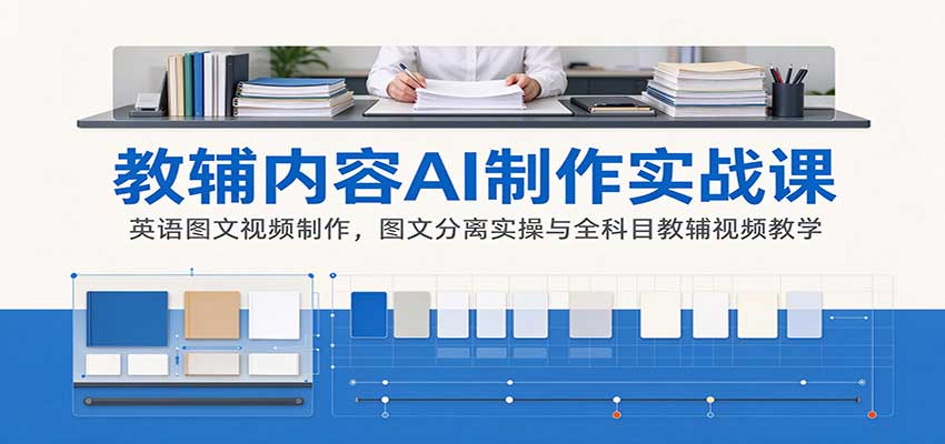 AI制作教辅内容实战课：英语图文视频制作，图文分离实操与全科目教辅视频教学-知创网