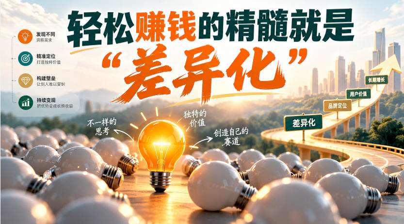 某公众号付费文章：轻松賺钱的精髓就是“差异化”-知创网
