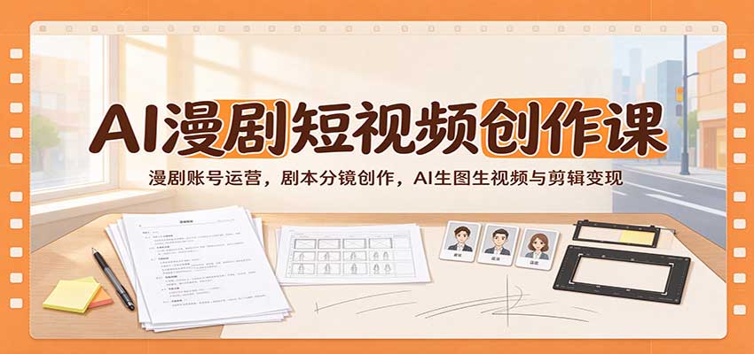 AI漫剧短视频创作课：漫剧账号运营，剧本分镜创作，AI生图生视频与剪辑变现-知创网