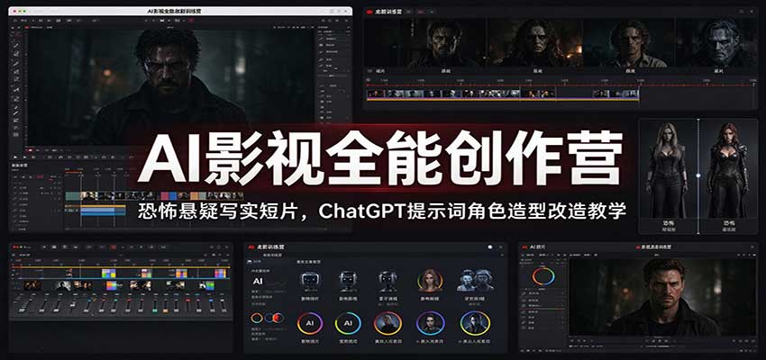 AI影视全能创作营：恐怖悬疑写实短片，ChatGPT提示词角色造型改造教学-知创网