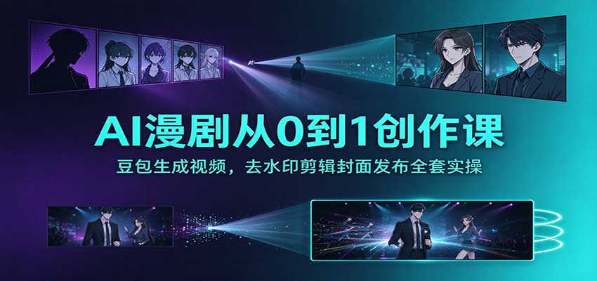 AI漫剧从0到1创作课：豆包生成视频，去水印剪辑封面发布全套实操-知创网