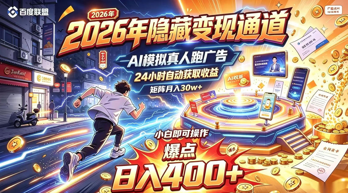 2026年别死磕自媒体,隐藏变现通道,AI模拟真人自动跑广告,小白即可操作,日入400+,矩阵月入可达到30w+【揭秘】-知创网