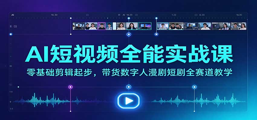 AI短视频全能实战课：零基础剪辑起步，带货数字人漫剧短剧全赛道教学-知创网