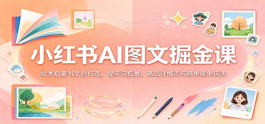 小红书AI图文掘金课：绘本启蒙书文创打造，提示词反推，商品详情页与商单接单玩法-知创网