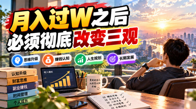 某公众号付费文章：月入过W之后，必须彻底改变三观-知创网