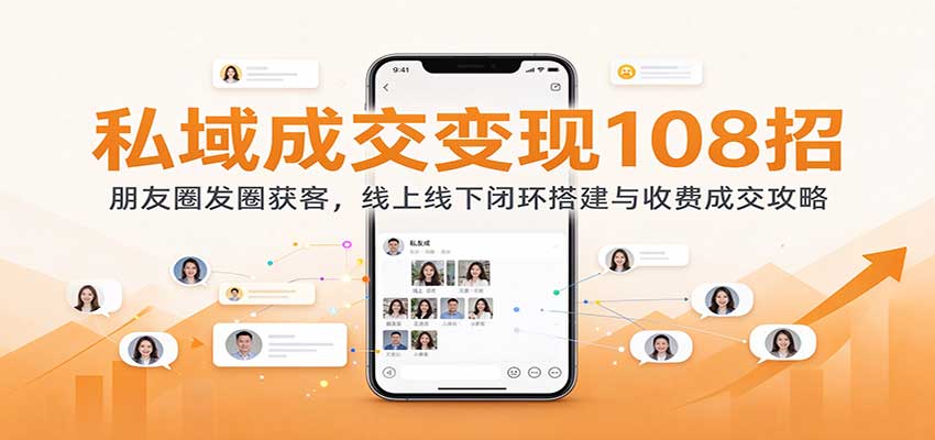 私域成交变现108招：朋友圈发圈获客，线上线下闭环搭建与收费成交攻略-知创网