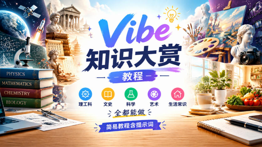 Vibe知识大赏教程，理工科、文史、科学、艺术、生活常识全都能做，简易教程含提示词-知创网