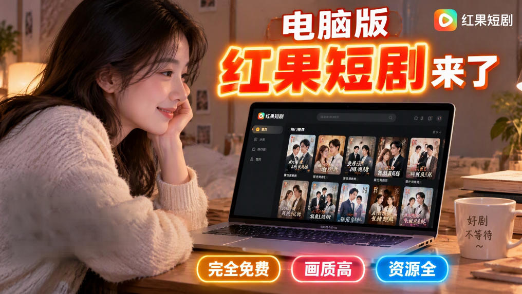 手机看短剧费眼？电脑版红果短剧来了，完全免费、画质高、资源全-知创网