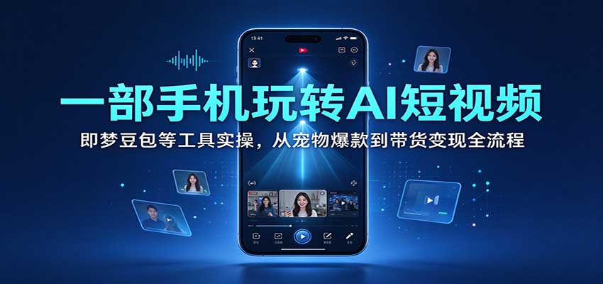 一部手机玩转AI短视频：即梦豆包等工具实操，从宠物爆款到带货变现全流程-知创网