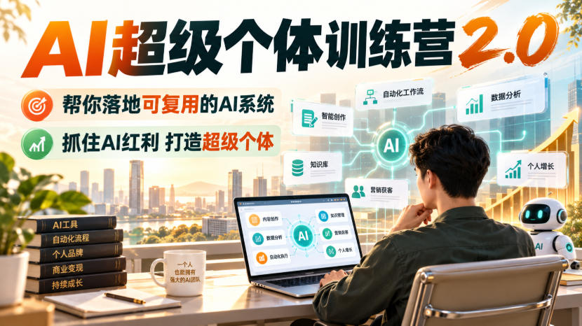 AI超级个体训练营2.0，帮你落地可复用的AI系统，抓住AI红利打造超级个体-知创网