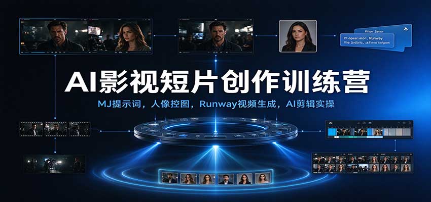 AI影视短片创作训练营：MJ提示词，人像控图，Runway视频生成，AI剪辑实操-知创网
