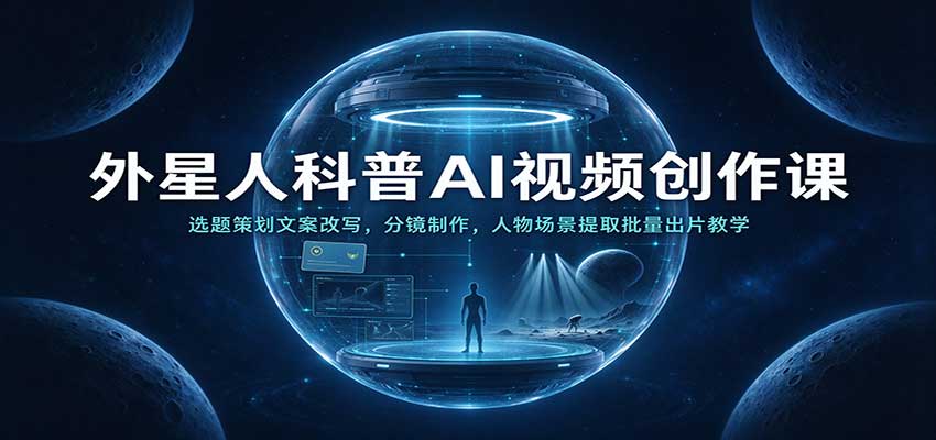 外星人科普AI视频创作课：选题策划文案改写，分镜制作，人物场景提取批量出片教学-知创网