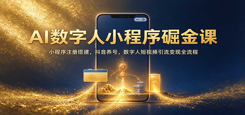 AI数字人小程序掘金课:小程序注册搭建,抖音养号,数字人短视频引流变现全流程-知创网