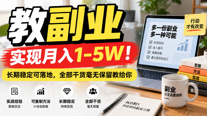 “教副业”实现月入1-5W!长期稳定可落地,全部干货毫无保留教给你【揭秘】-知创网