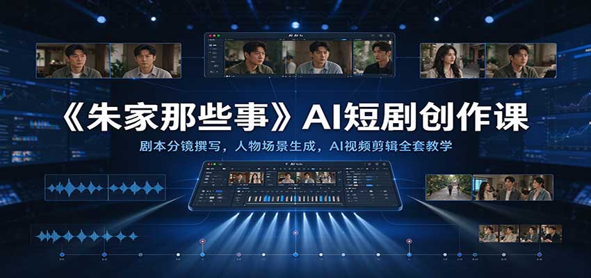 《朱家那些事》AI短剧创作课：剧本分镜撰写，人物场景生成，AI视频剪辑全套教学-知创网