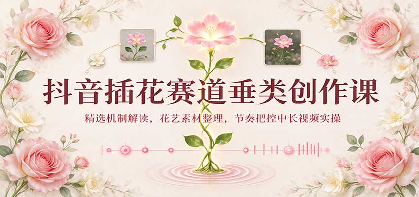 抖音插花赛道垂类创作课：精选机制解读，花艺素材整理，节奏把控中长视频实操-知创网