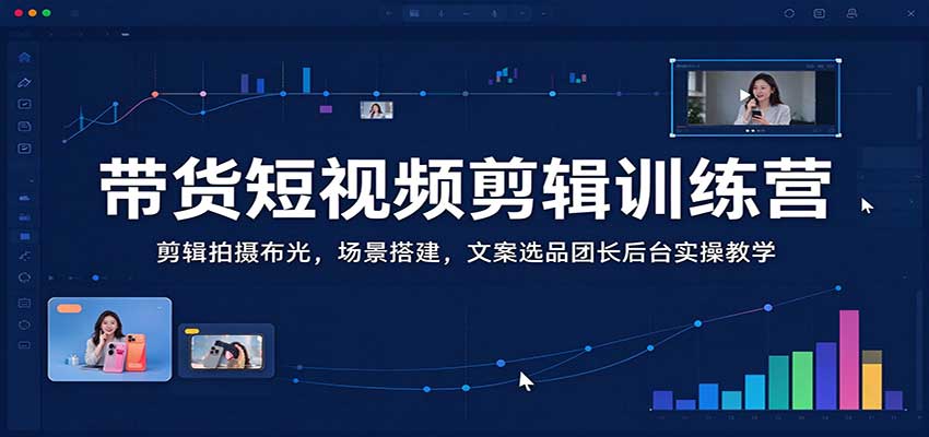 带货短视频剪辑训练营：剪辑拍摄布光，场景搭建，文案选品团长后台实操教学-知创网
