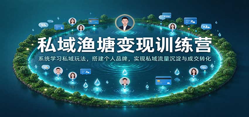 私域渔塘变现训练营：系统学习私域玩法，搭建个人品牌，实现私域流量沉淀与成交转化-知创网