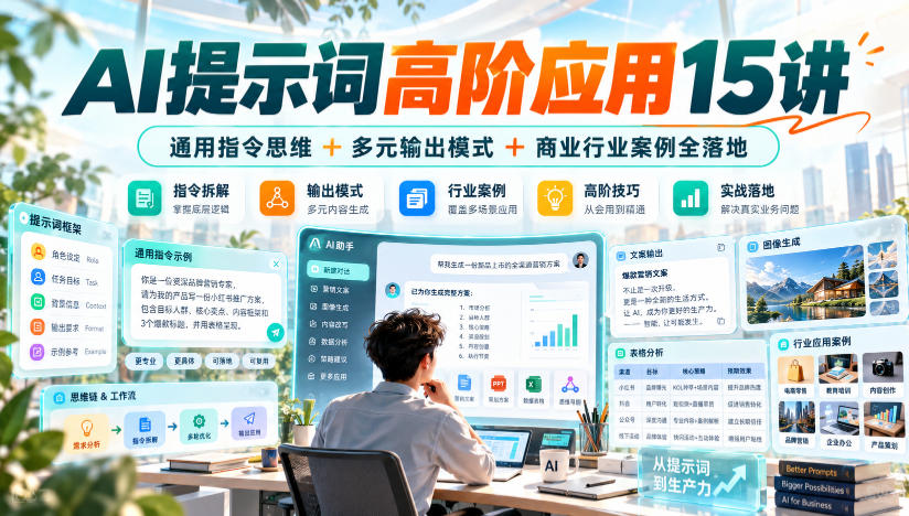 AI提示词高阶应用15讲｜通用指令思维+多元输出模式+商业行业案例全落地-知创网