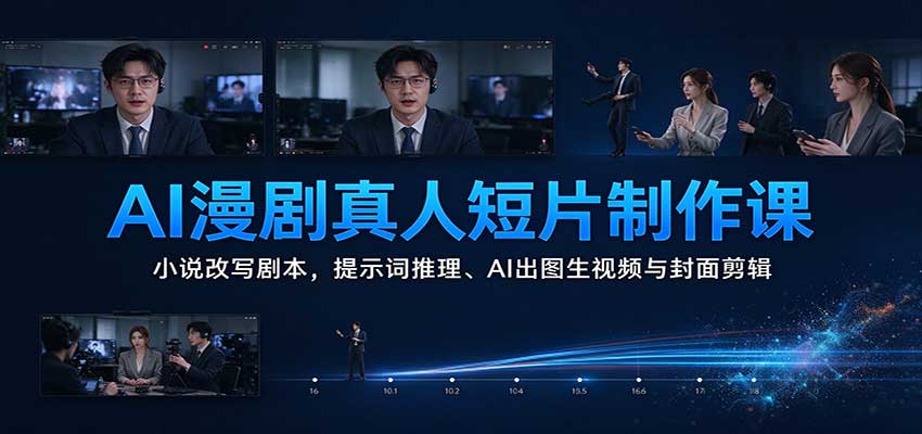 AI漫剧真人短片制作课：小说改写剧本，提示词推理、AI出图生视频与封面剪辑-知创网