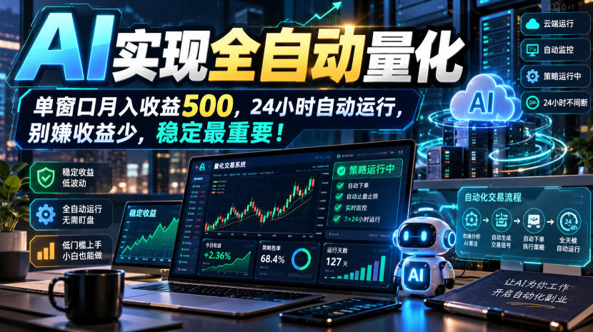 AI全自动量化项目，长期稳定可落地，0门槛躺赚稳定项目！-知创网