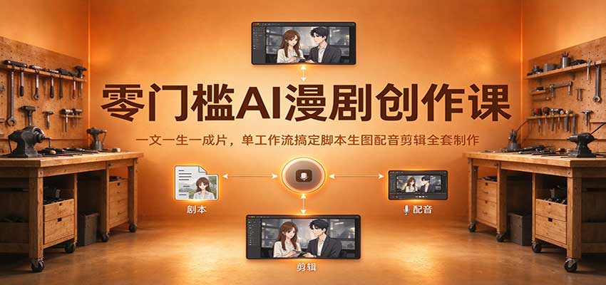 零门槛AI漫剧创作课：一文一生一成片，单工作流搞定脚本生图配音剪辑全套制作-知创网