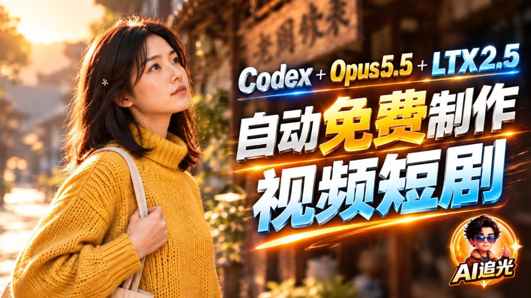 【无水印】Codex出图+免费LTX-2.5生成视频，Claude Opus 5.5全自动剪出1分钟情感短剧《停了的表》-知创网