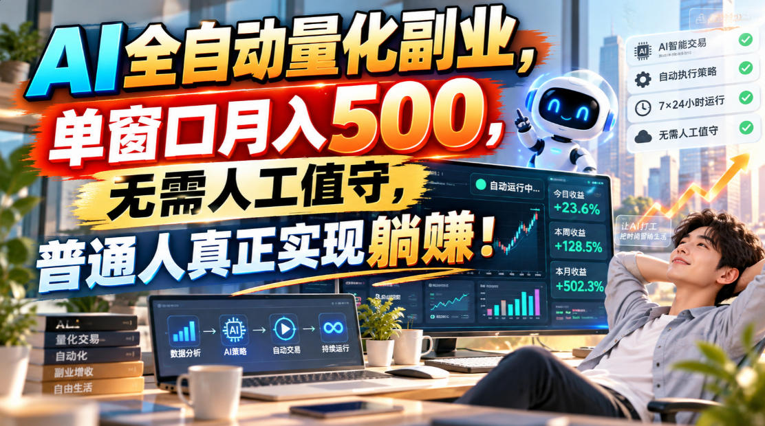 AI全自动量化副业，单窗口月入500，无需人工值守，普通人真正实现躺賺！【揭秘】-知创网