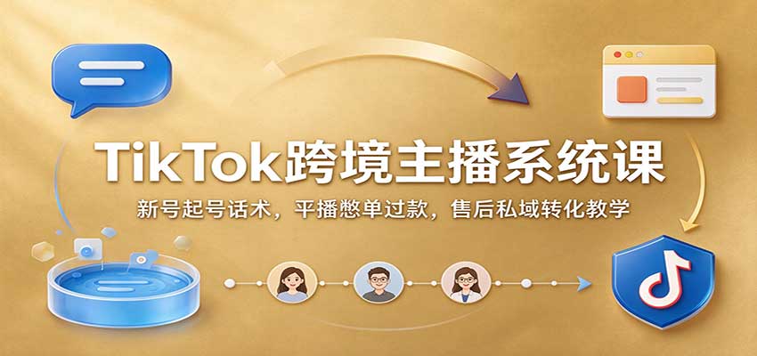 TikTok跨境主播系统课:新号起号话术,平播憋单过款,售后私域转化教学-知创网
