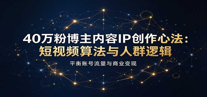 40万粉博主内容IP创作心法：短视频算法与人群逻辑，平衡账号流量与商业变现-知创网