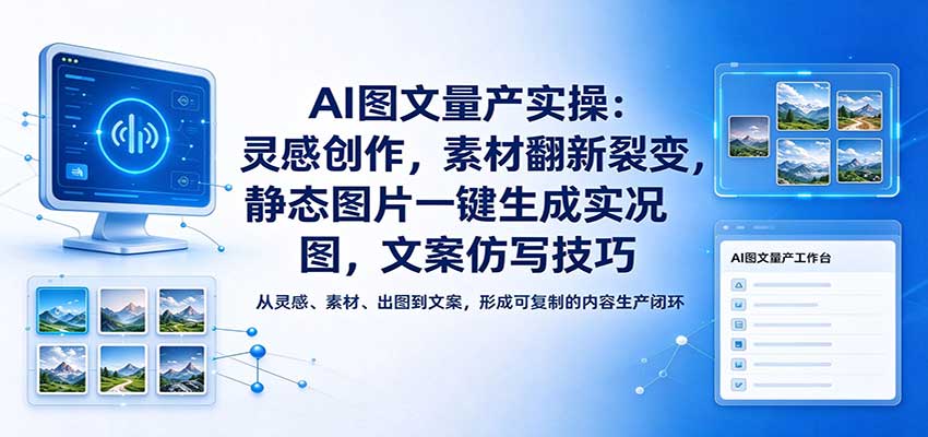 AI图文量产实操：灵感创作，素材翻新裂变，静态图片一键生成实况图，文案仿写技巧-知创网