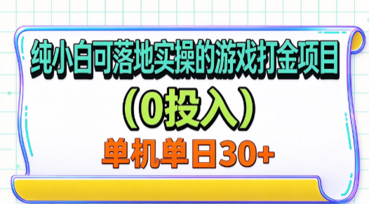 纯小白可落地实操的游戏打金项目(0投入)单机单号30+-知创网