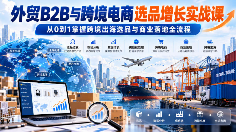 外贸B2B与跨境电商选品增长实战课，从0到1掌握跨境出海选品与商业落地全流程-知创网